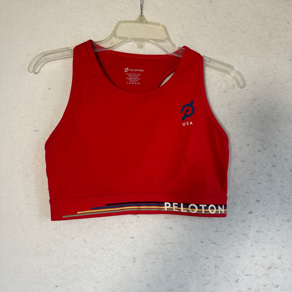 Peloton USA Sports Bra Red High Neck Racerback Cutout Large L RN150110